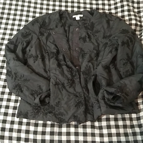 Cold water Creek Red Brocade Snap Up Jacket - Picture 3 of 8